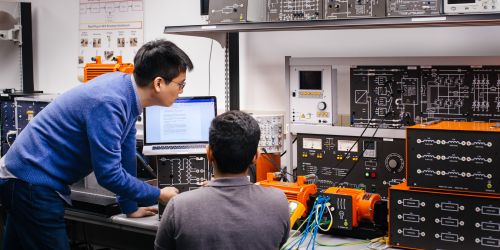 Photo of electrical engineering students at work in the Granger Lab